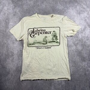 Official Sabrina Carpenter Short n Sweet Tour Graphic Tee Cream Medium Coquette